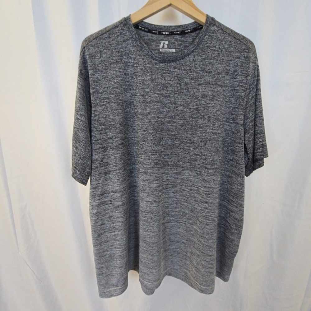 Russell Athletic Shirt Mens 2XL Gray Dri-Power 360 Running Short Sleeve Tee Top